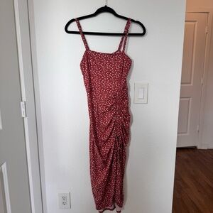 Hollister Burgundy Floral Midi Dress